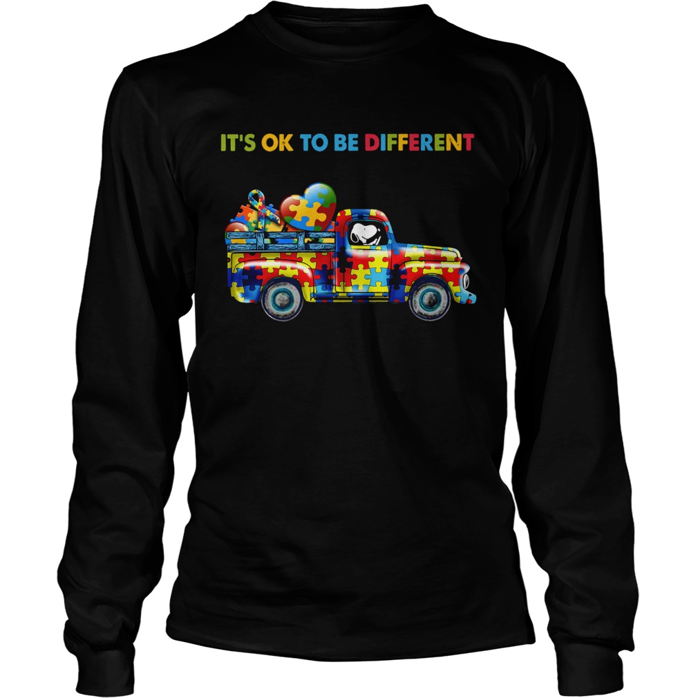 Snoopy driving Autism its ok to be different LongSleeve