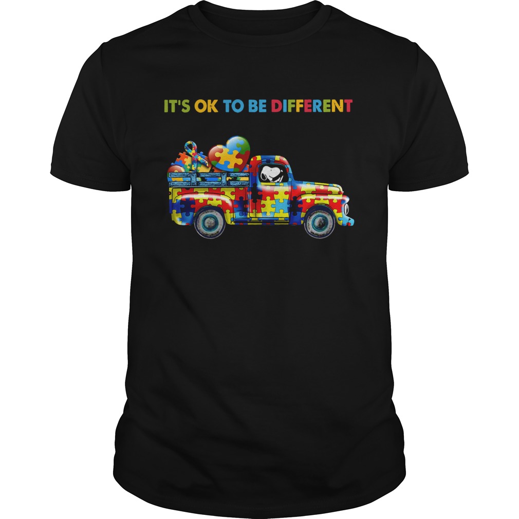 Snoopy driving Autism its ok to be different shirt