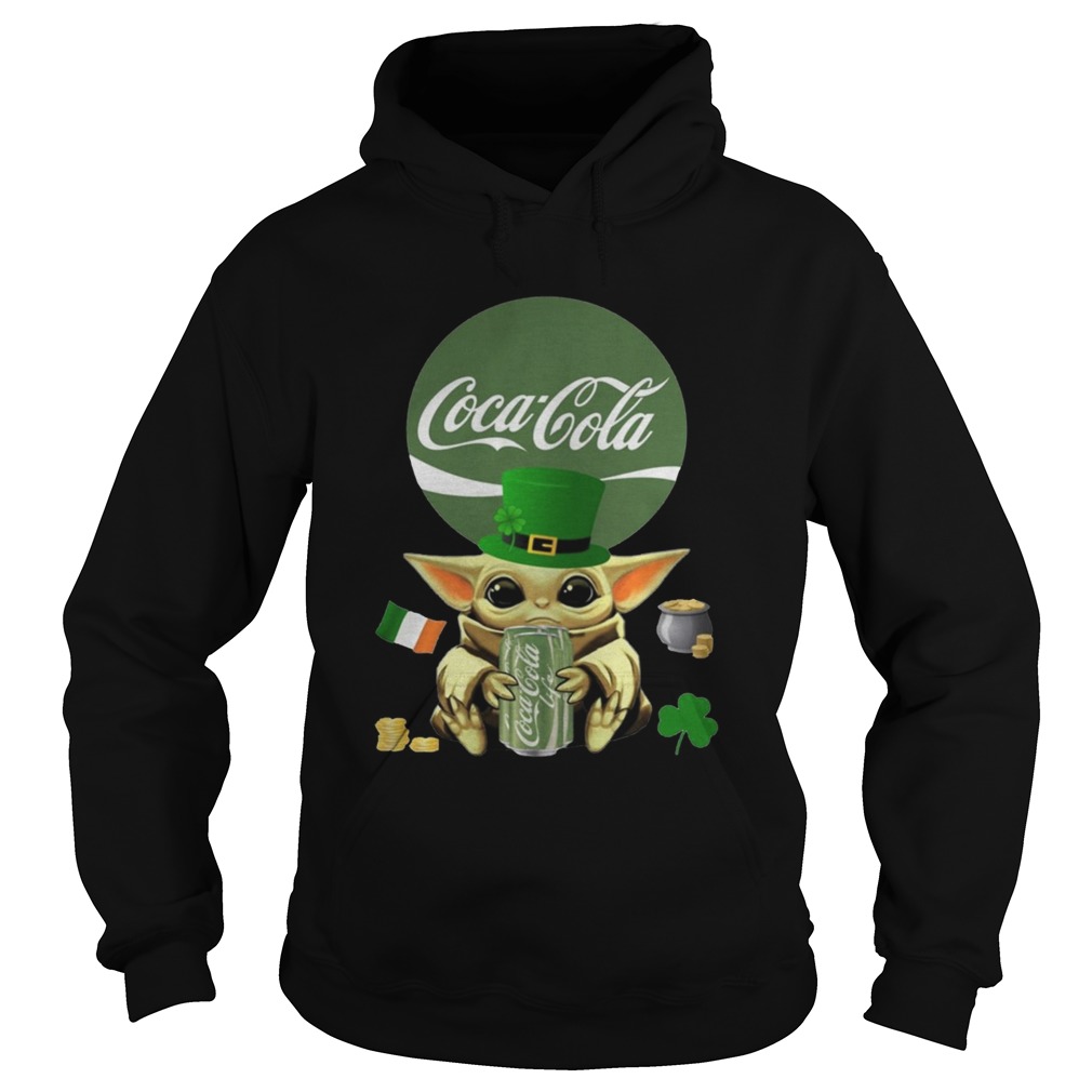 St Patricks Day Baby Yoda Hugging Coca Cola Green Hoodie