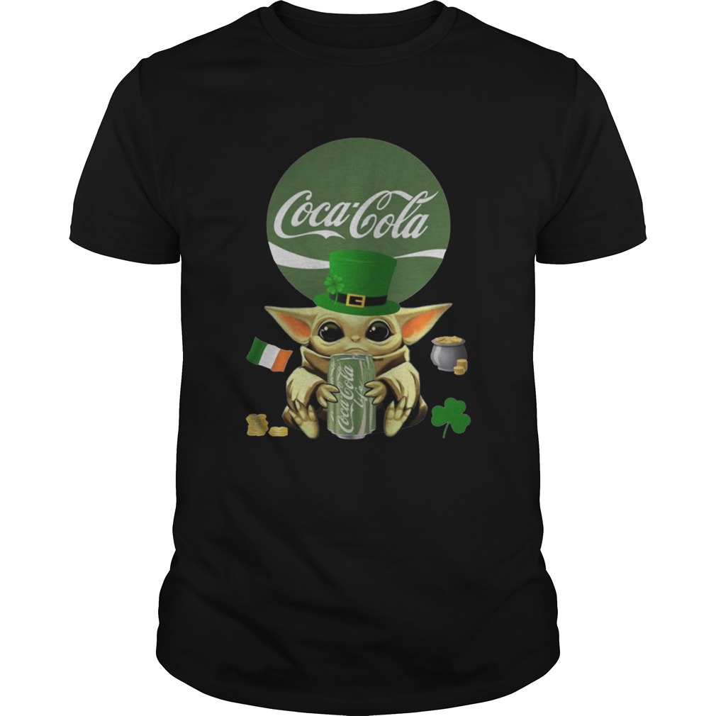St Patricks Day Baby Yoda Hugging Coca Cola Green shirt