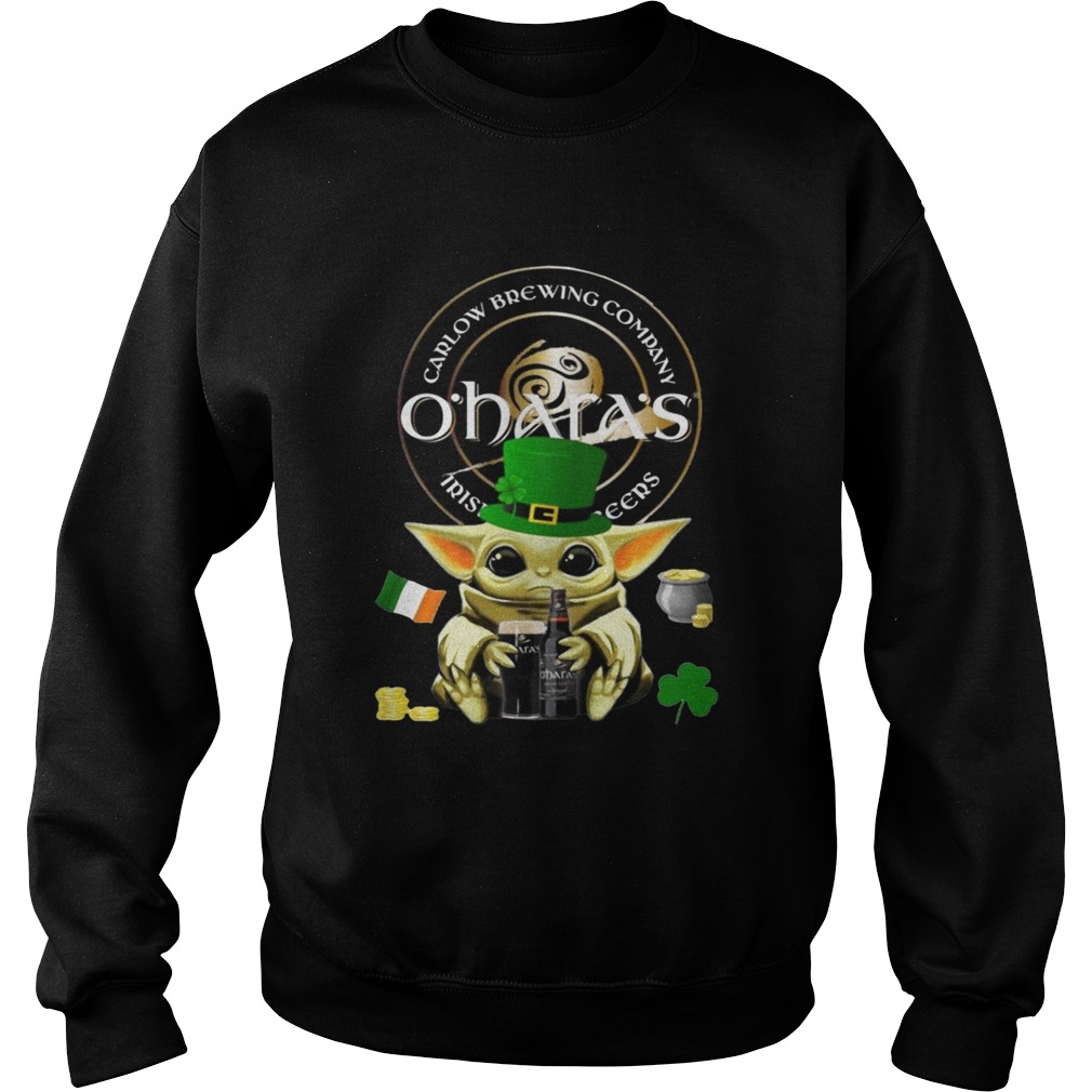 St Patricks Day Baby Yoda Hugging Oharas Irish Stout Beer Sweatshirt
