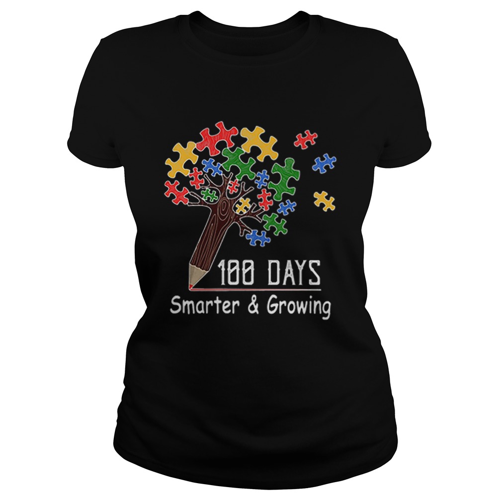 100 days smartergrowing tree of life puzzle Autism Awareness Classic Ladies