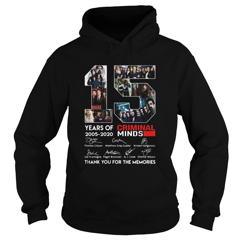 15 Years Of 2005 2020 Criminal Minds Thank You For The Memories Signatures Hoodie