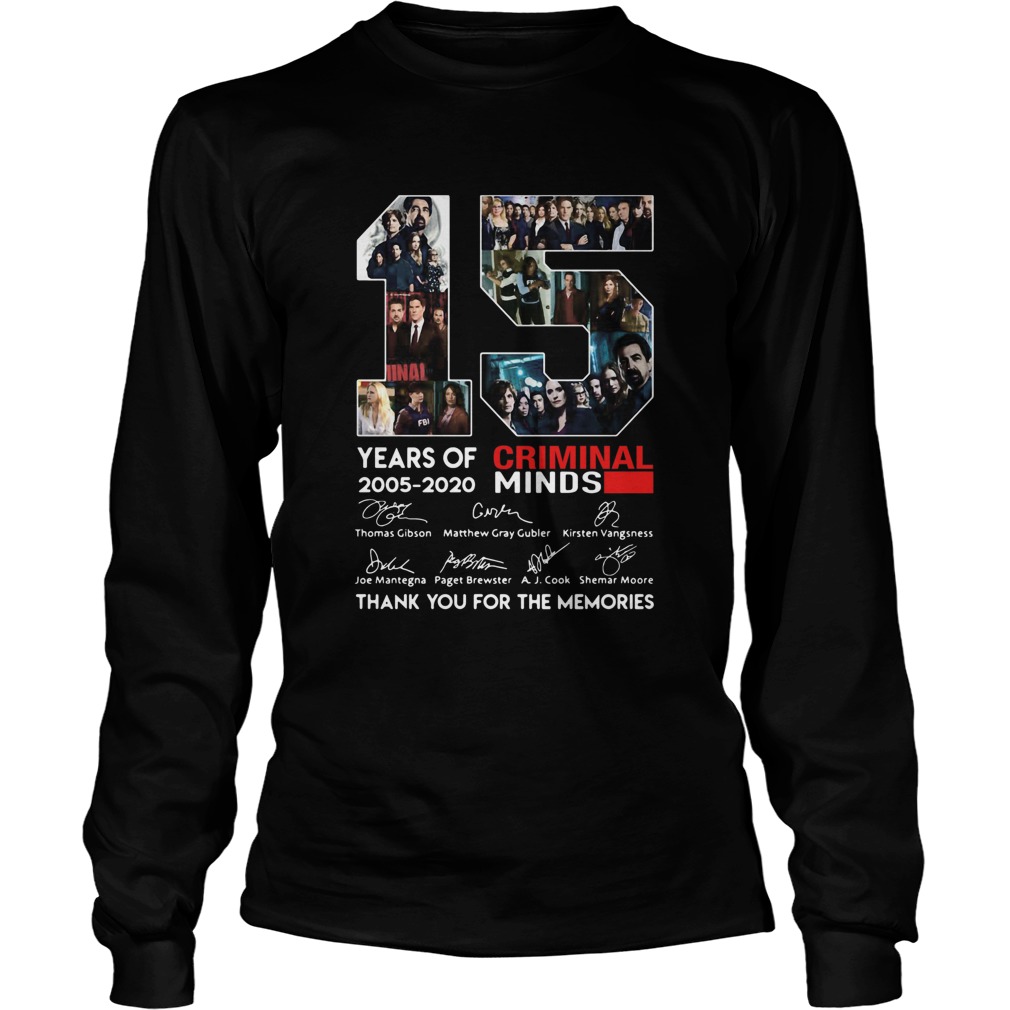 15 Years Of 2005 2020 Criminal Minds Thank You For The Memories Signatures LongSleeve