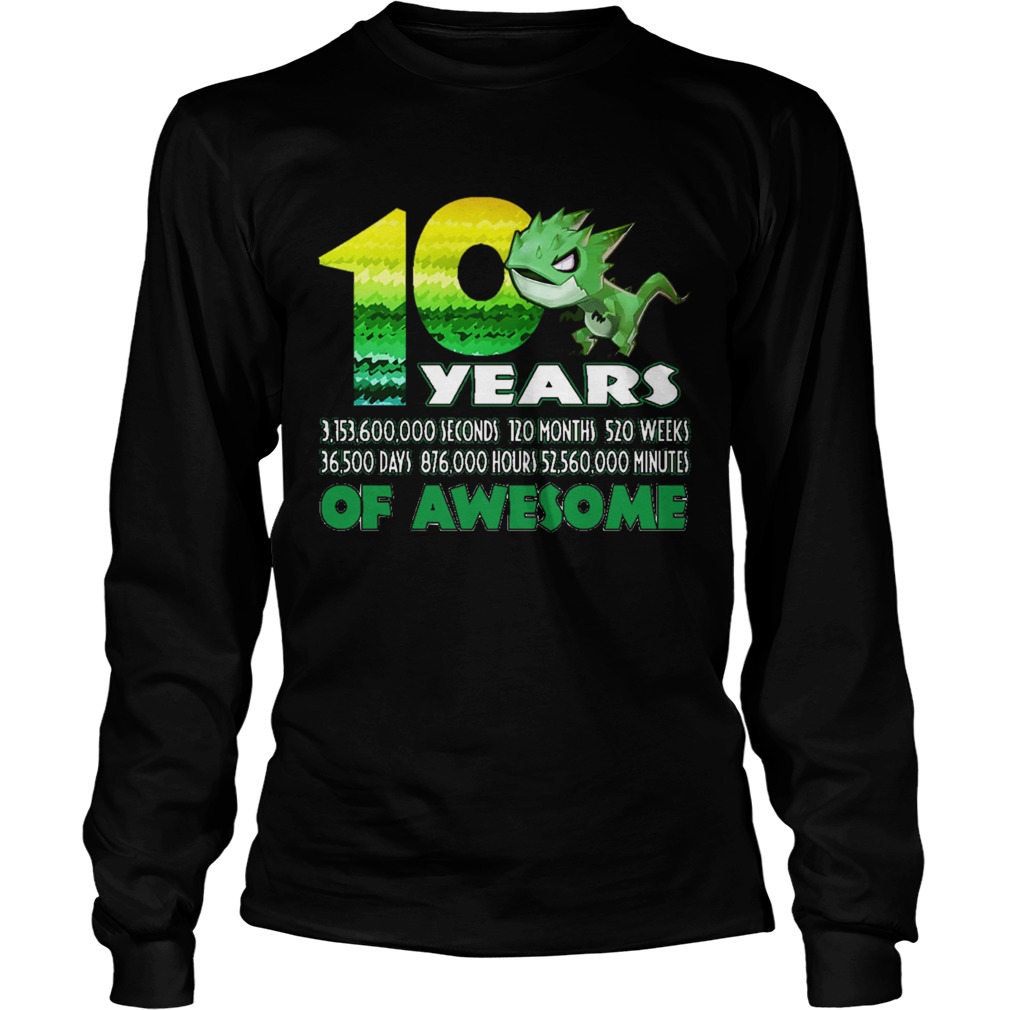 1581065080T-rex Dinosaur 10th Birthday Shirt for Awesome 9 Year Old LongSleeve