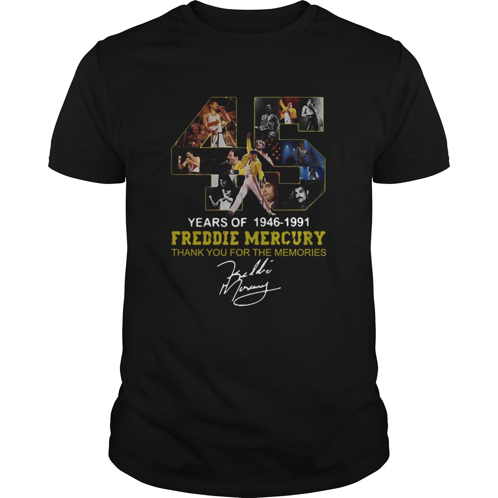 45 Years Of Freddie Mercury Signature Thank You For The Memories shirt