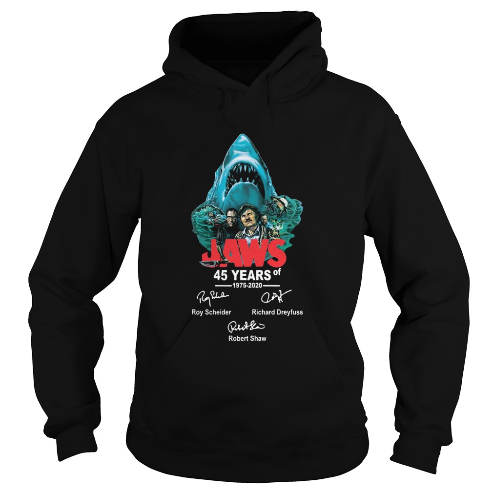 45 years of Jaws 1975 2020 signatures Hoodie