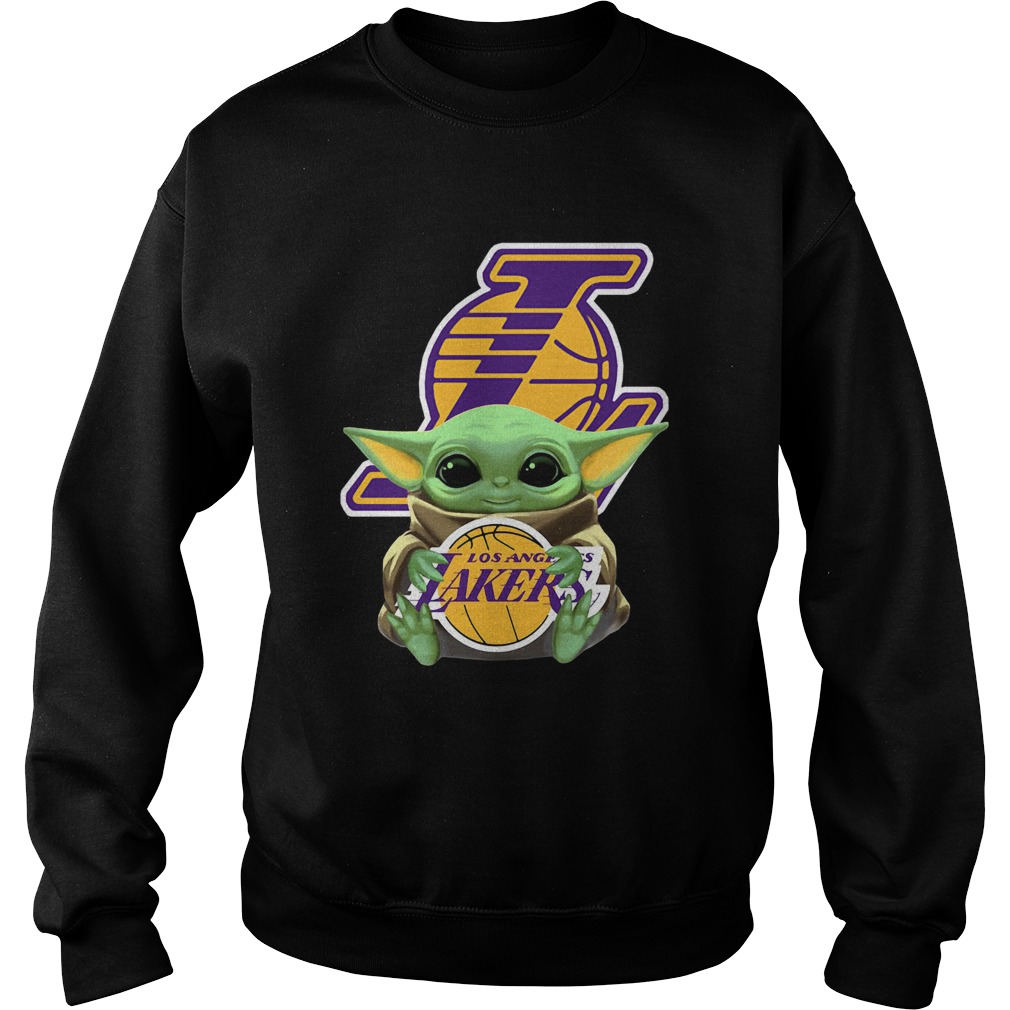 Baby Yoda Hug Los Angeles Lakers Sweatshirt
