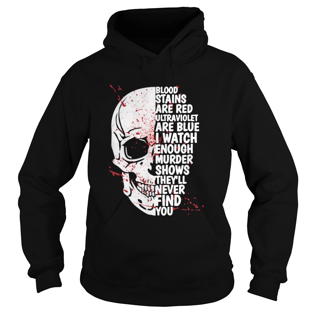 Blood stains are red ultraviolet lights are blue I watch enough murder shows Skull Hoodie