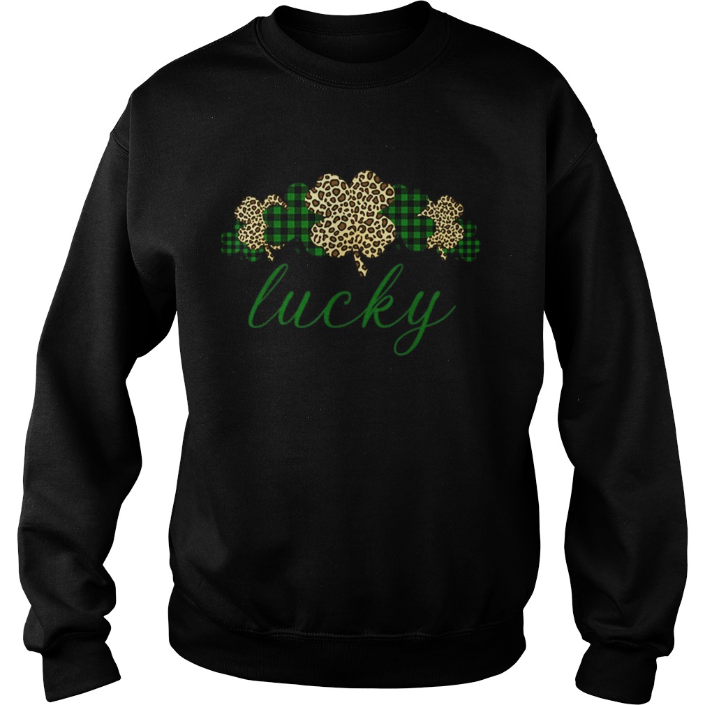 Buffalo Plaid Leopard Shamrock Clover Lucky St Patricks Day Sweatshirt