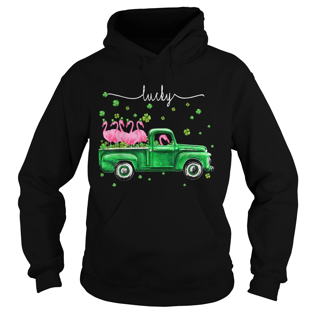 Flamingos Truck Lucky St Patricks Day Hoodie