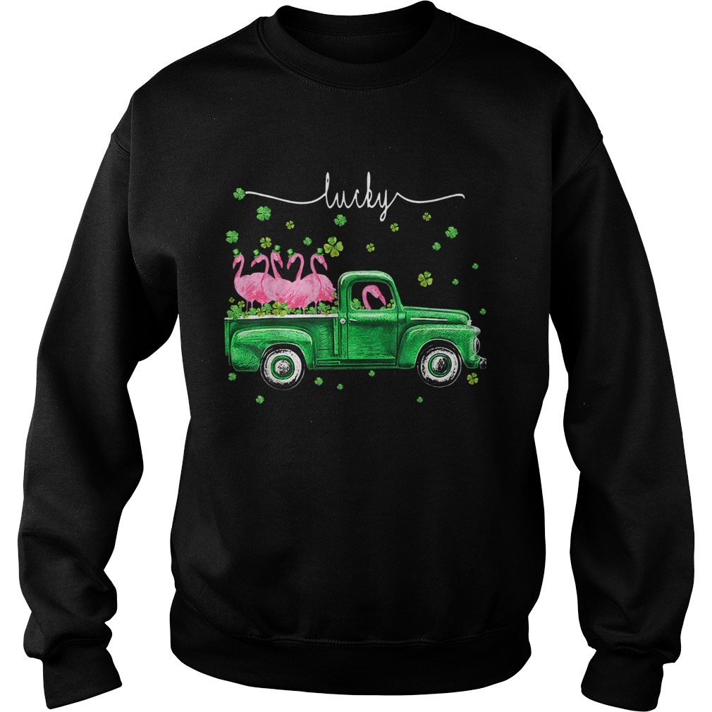 Flamingos Truck Lucky St Patricks Day Sweatshirt