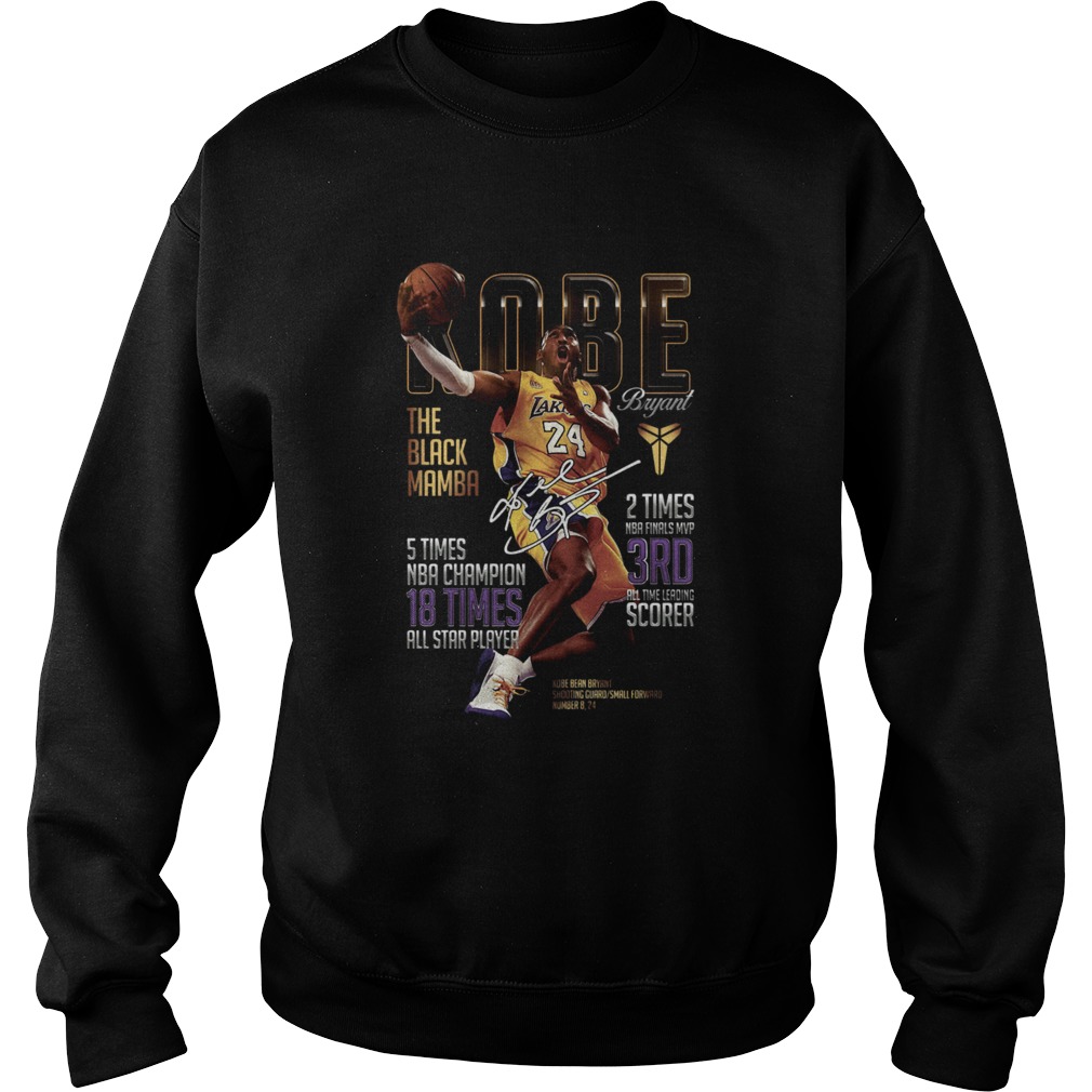 Kobe Bryants The Black Mamba 5 times NBA Champions 18 Times All Star Player Sweatshirt