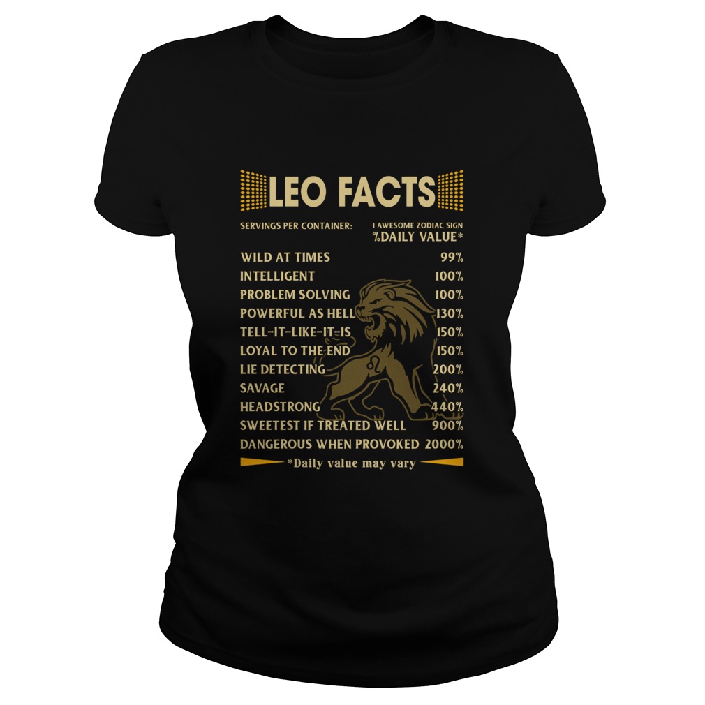 Leo Facts Serving per container Daily Value Classic Ladies