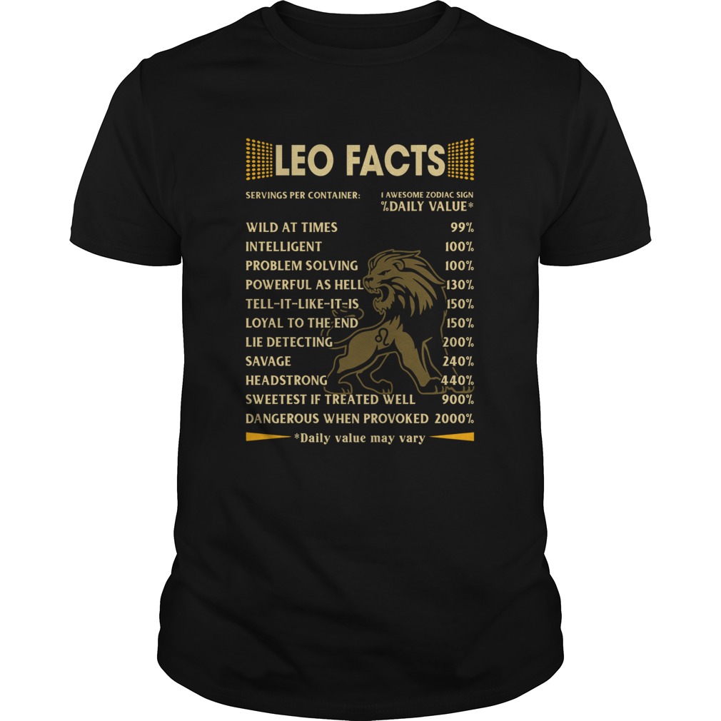 Leo Facts Serving per container Daily Value shirt