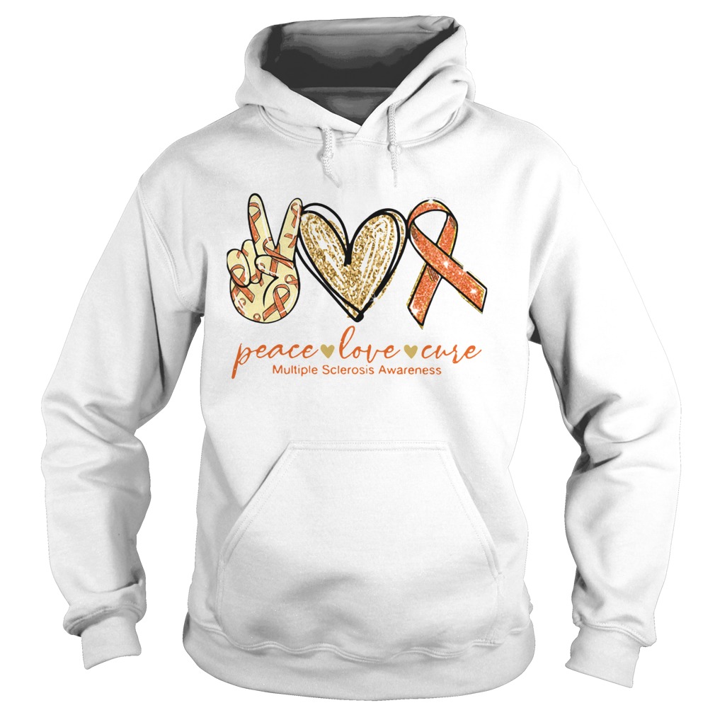 Peace Love Cure Ribbon Multiple Sclerosis Awareness Hoodie