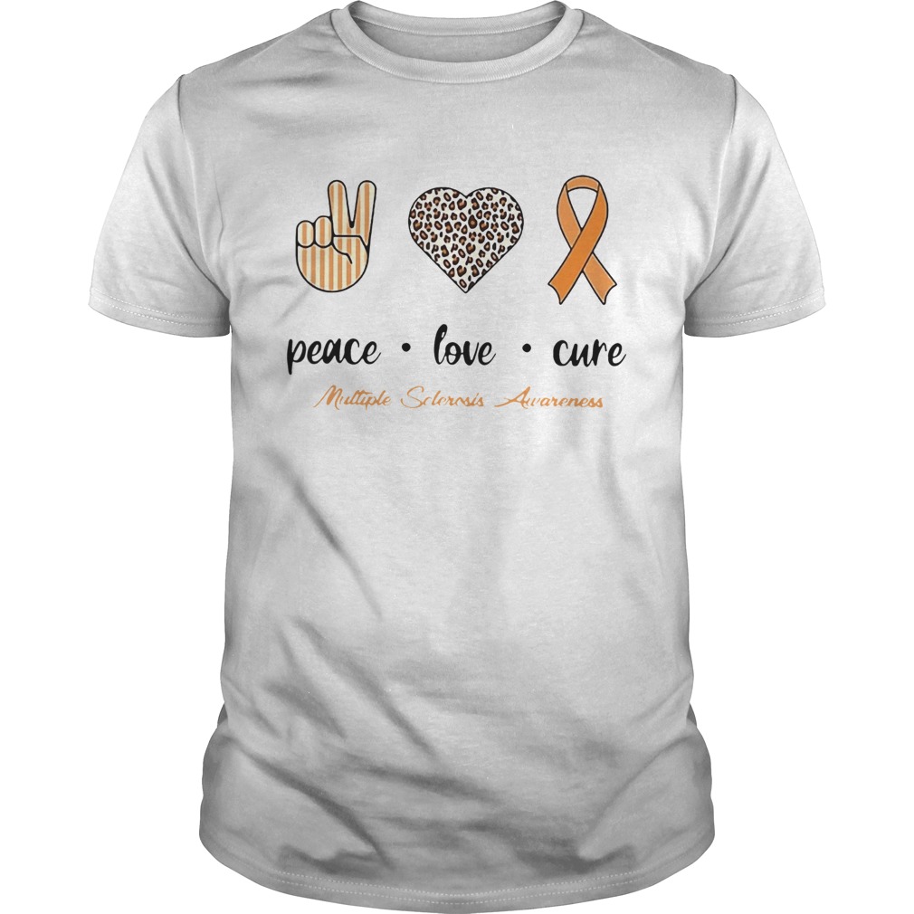 Peace Love Cure Ribbon Multiple Sclerosis Awareness shirt