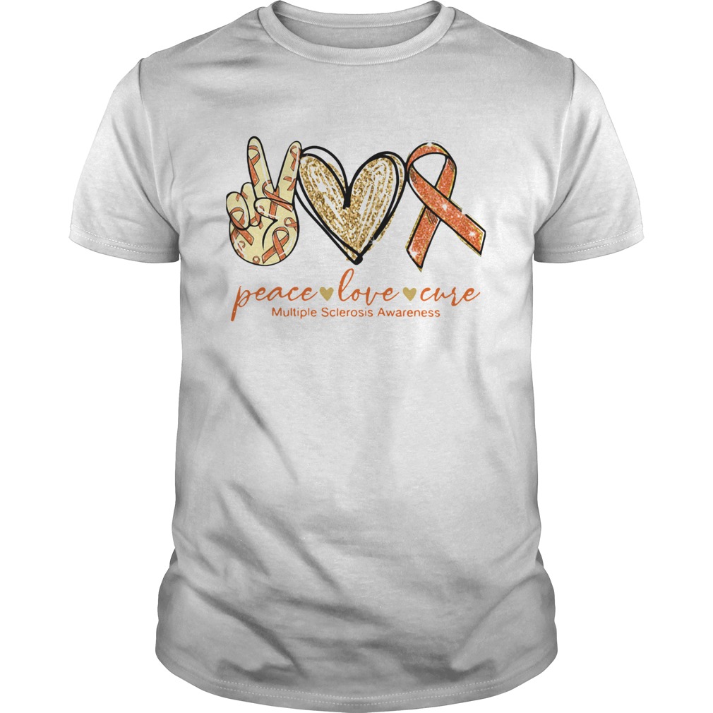Peace Love Cure Ribbon Multiple Sclerosis Awareness shirt
