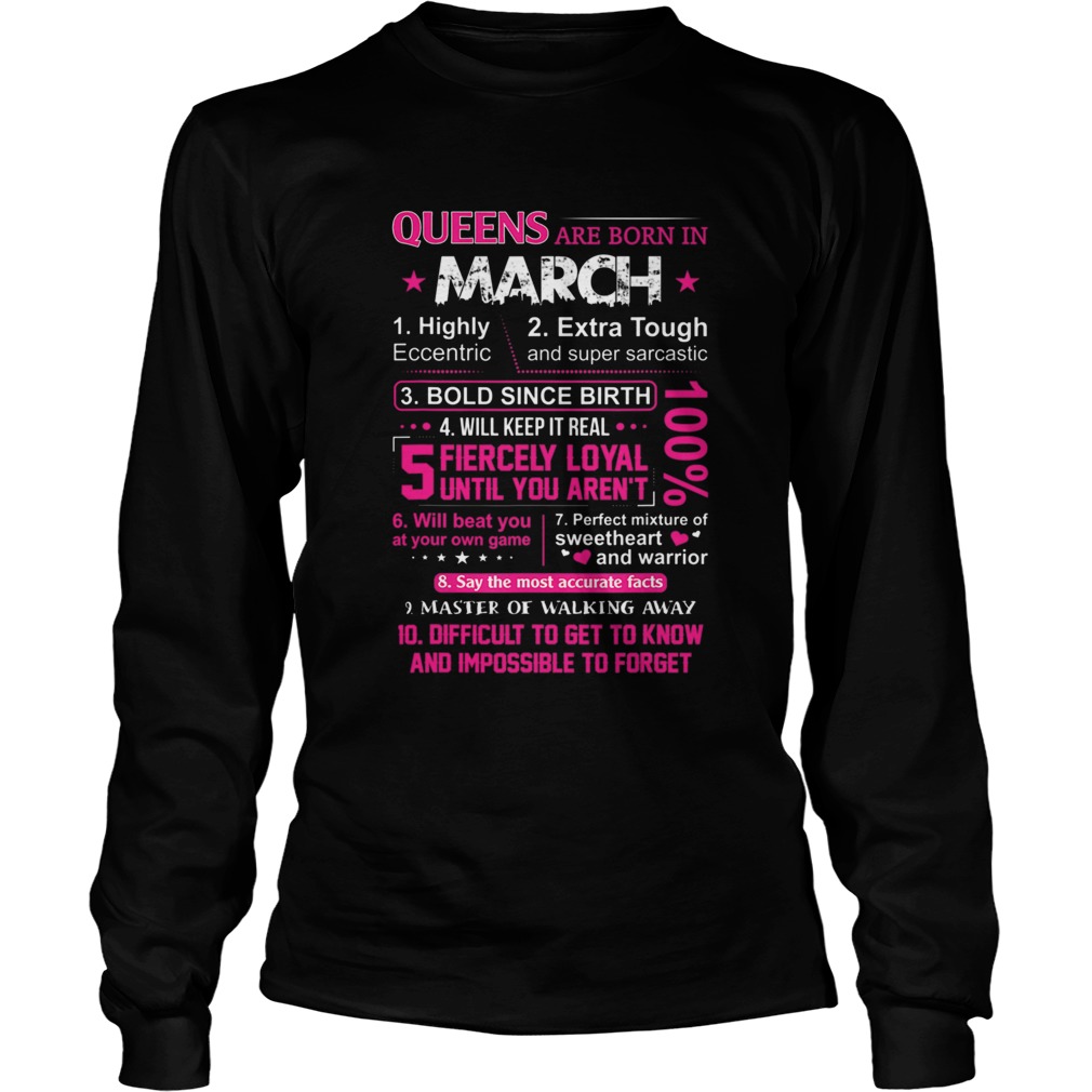 Queens Are Born In March 10 Reasons LongSleeve