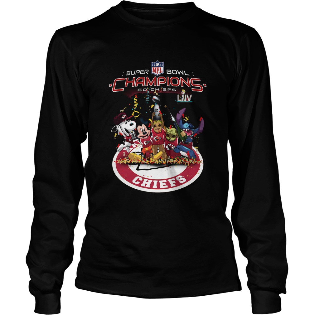Snoopy Mickey Groot Baby Yoda Stitch Kansas City Chiefs Super Bowl Champions LongSleeve