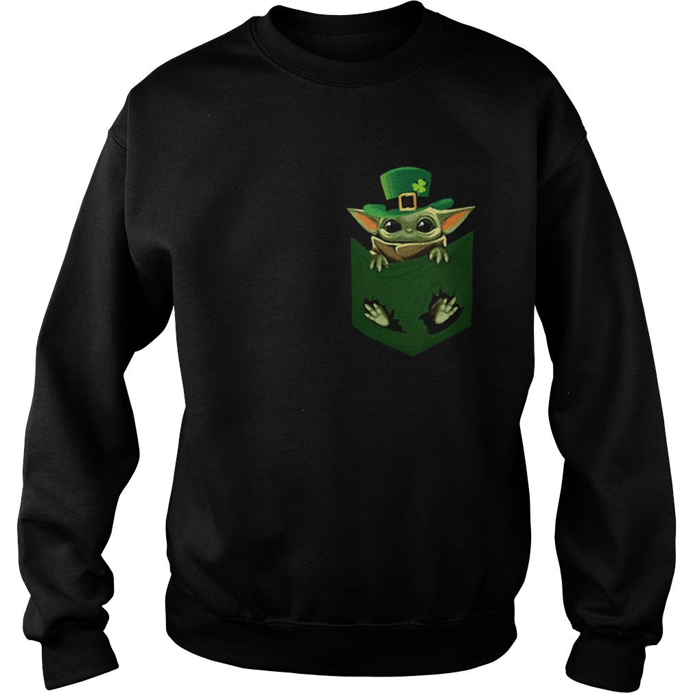 St Patricks Day Irish Baby Yoda In Pocket Sweatshirt