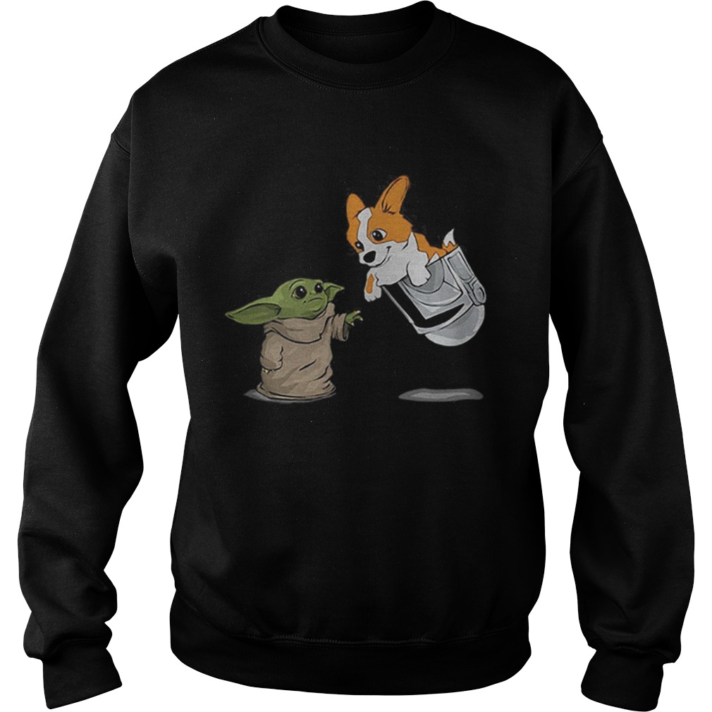 Star Wars Baby yoda and Corgi in pocket Mandalorian Sweatshirt