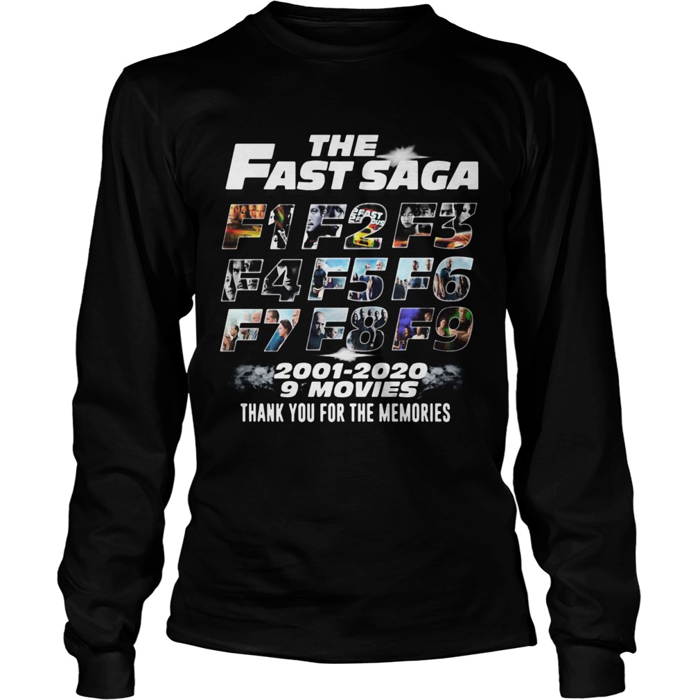 The Fast Saga 2001 2020 9 Movies Thank You For The Memories LongSleeve