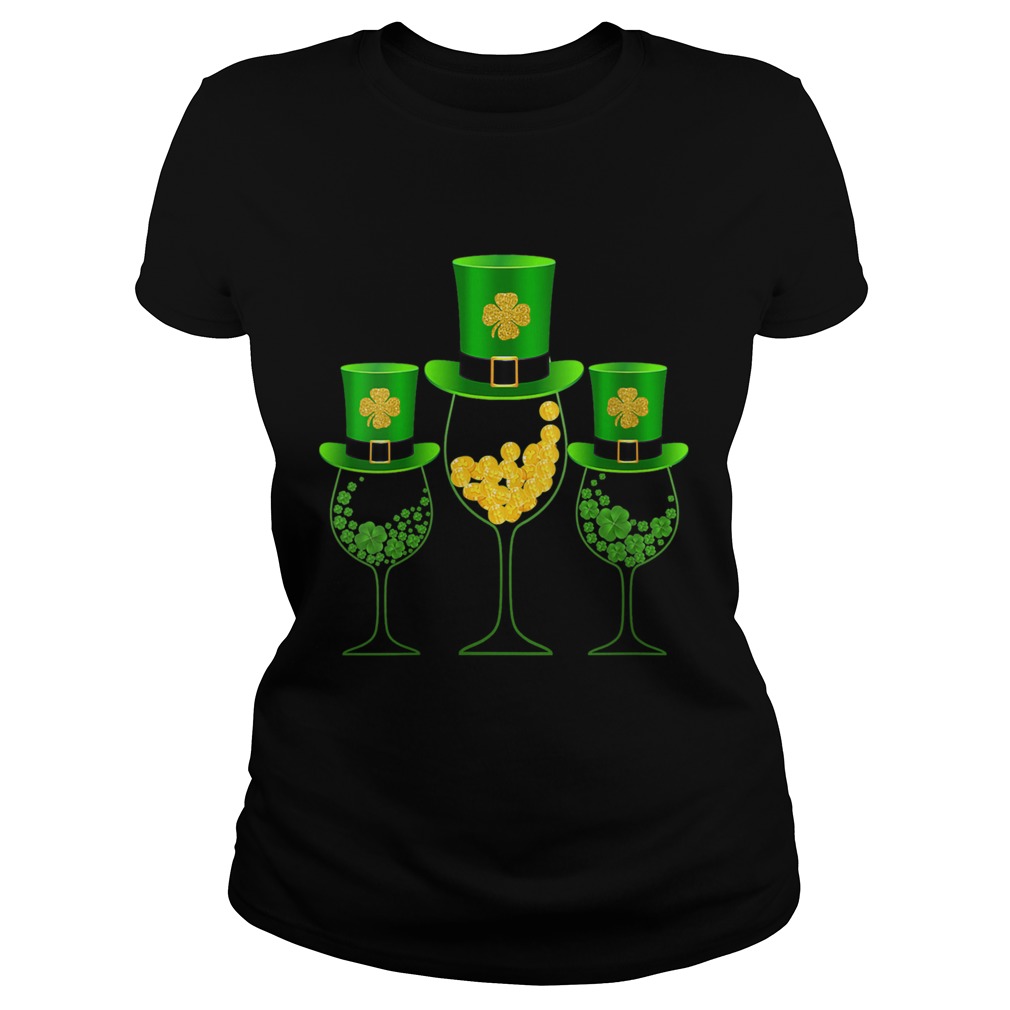 Three Wine Glass St Patricks Day Lucky Irish Shamrock Classic Ladies