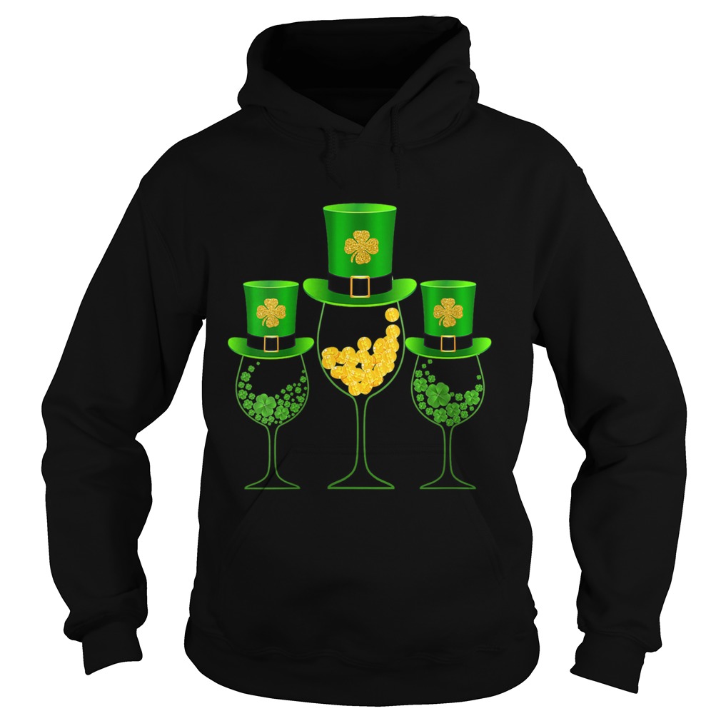 Three Wine Glass St Patricks Day Lucky Irish Shamrock Hoodie