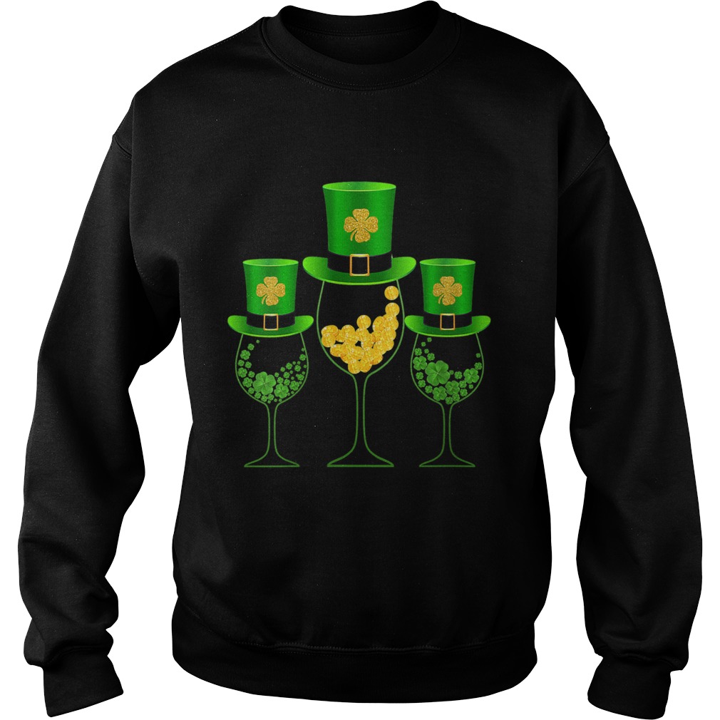 Three Wine Glass St Patricks Day Lucky Irish Shamrock Sweatshirt