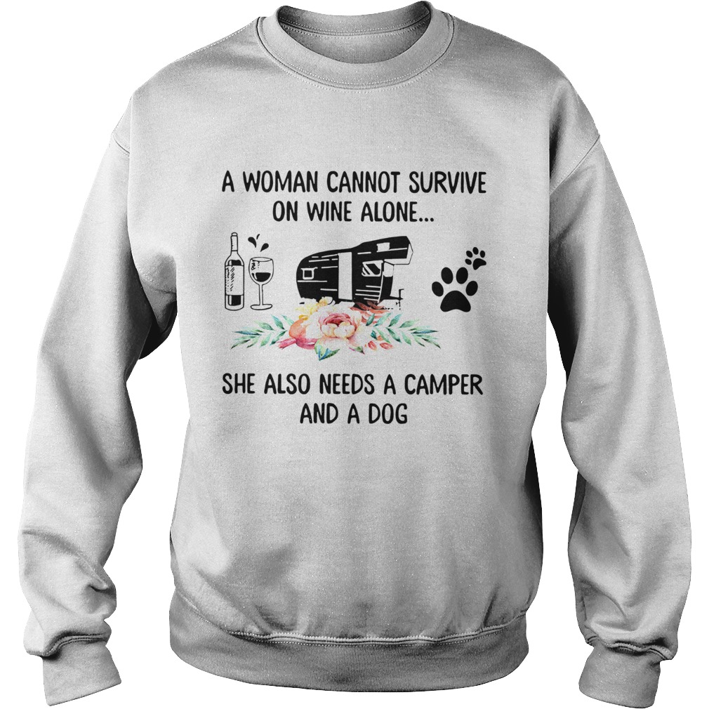 Woman Also Needs A Camper And A Dog On Wine Sweatshirt