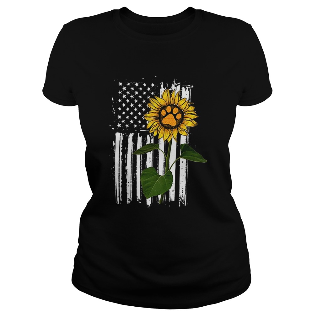 america flag sunflower paw dog Classic Ladies