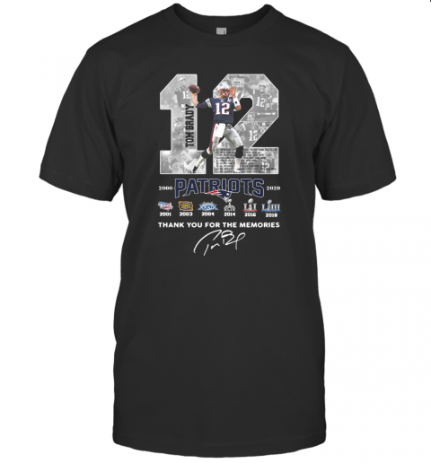 12 Tom Brady Patriots 2000 2020 Thank You For The Memories Signature T-Shirt Classic Men's T-shirt