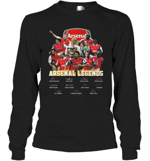 Arsenal Legends Football Players Signatures T-Shirt Long Sleeved T-shirt 