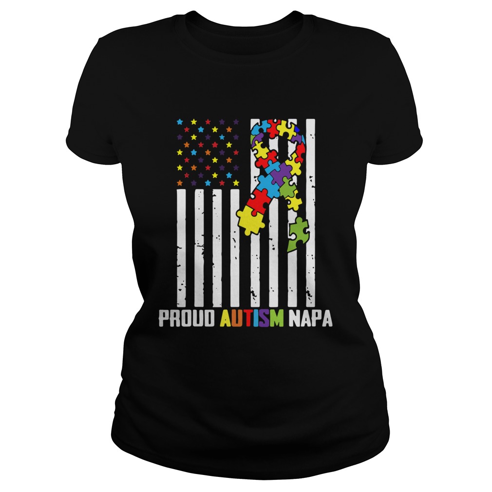 Autism Awareness Shirt American Flag Proud Autism Napa Classic Ladies