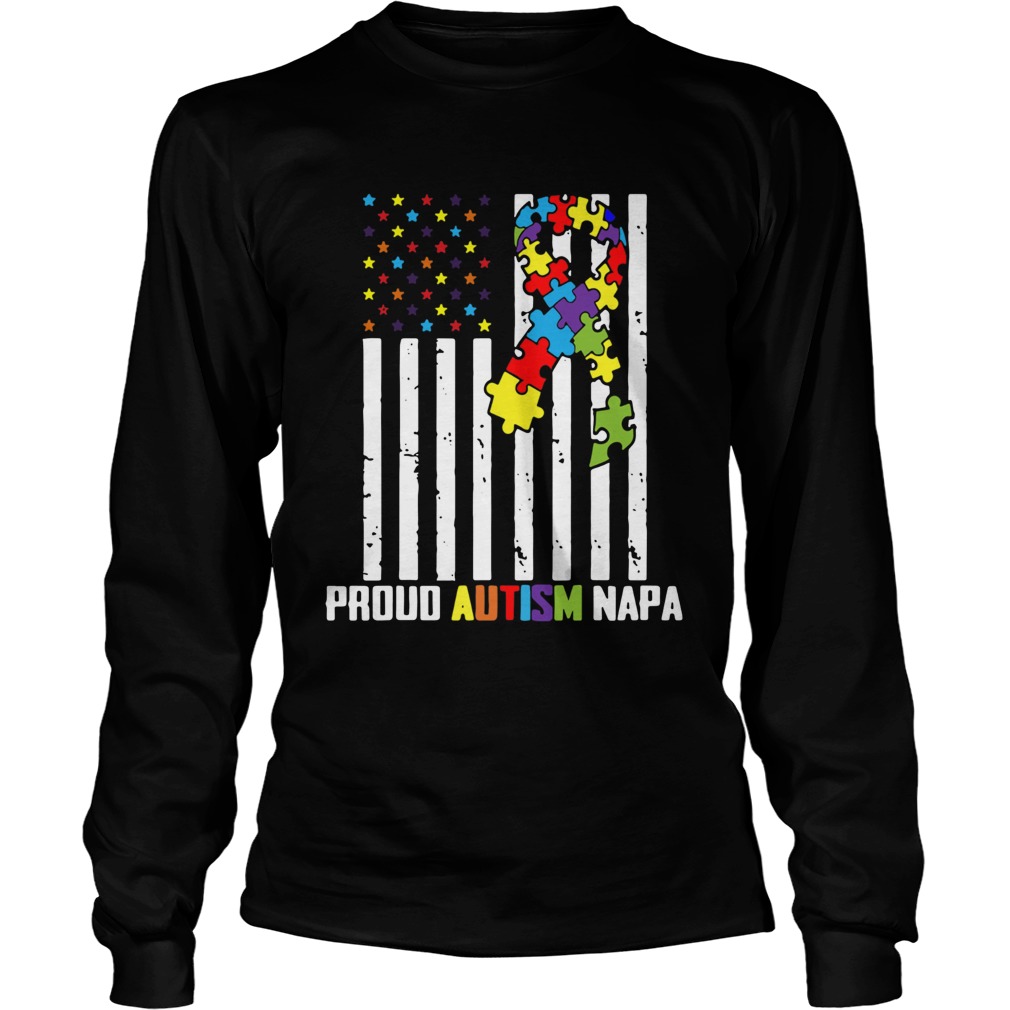 Autism Awareness Shirt American Flag Proud Autism Napa Long Sleeve