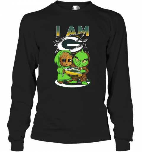 Baby Groot And Baby Grinch I AM Green Bay Packers T-Shirt Long Sleeved T-shirt 