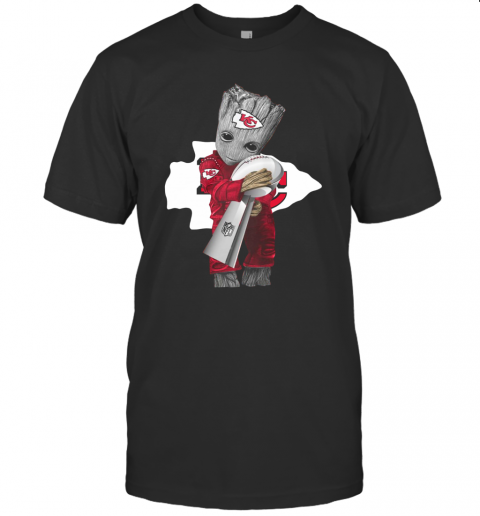 Baby Groot Hug Kansas City Chiefs Super Bowl Champions T-Shirt