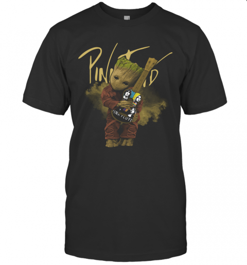 Baby Groot Hug Pink Floyd Guitar T-Shirt