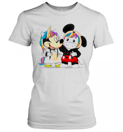 Baby Mickey Mouse And Baby Unicorn T-Shirt Classic Women's T-shirt