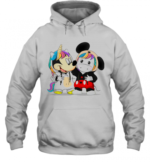 Baby Mickey Mouse And Baby Unicorn T-Shirt Unisex Hoodie