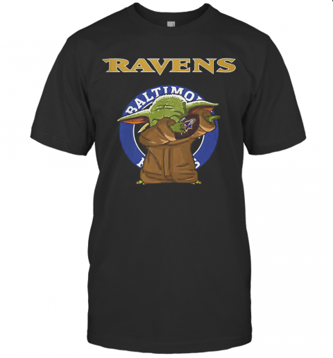 Baby Yoda Baltimore Ravens Logo Star Wars T-Shirt