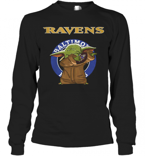 Baby Yoda Baltimore Ravens Logo Star Wars T-Shirt Long Sleeved T-shirt 