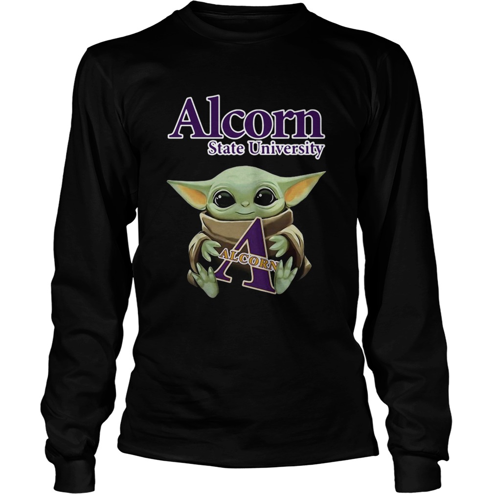 Baby Yoda Hug Alcorn State University Long Sleeve