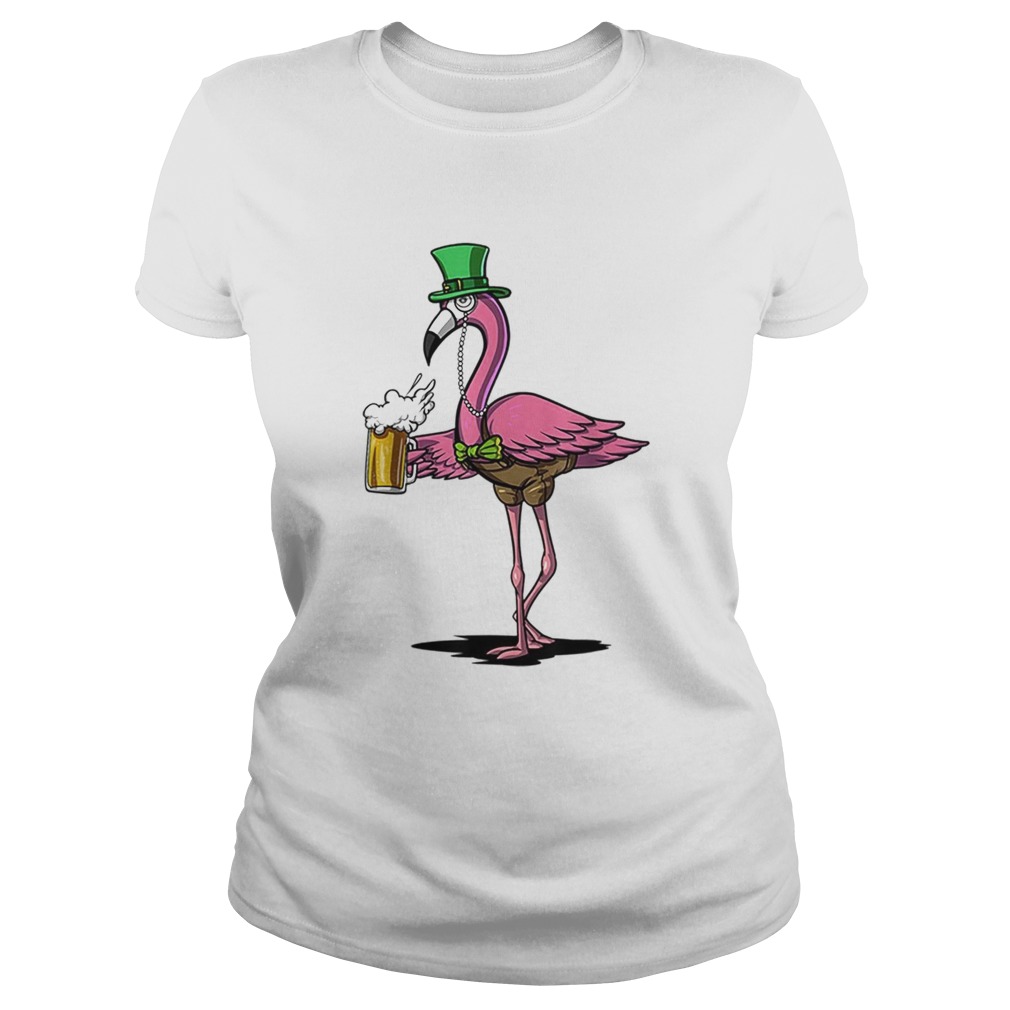 Beautiful Flamingo Bird St Patricks Leprechaun Irish Beer Party Men Classic Ladies