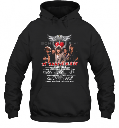Bon Jovi 37Th Anniversary 1983 2020 Thank You For The Memories Signatures T-Shirt Unisex Hoodie