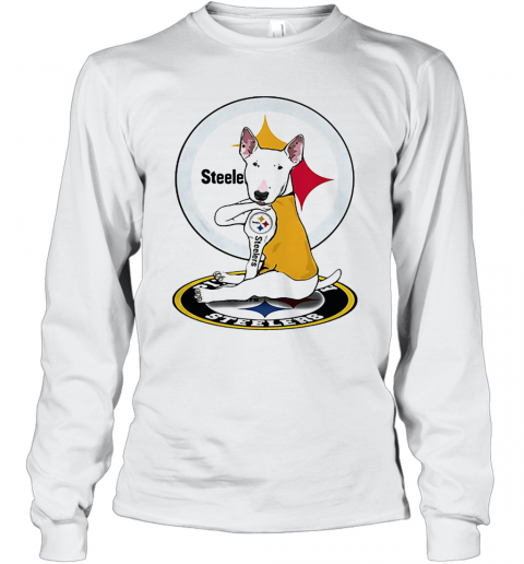Bull Terrier Tattoo Pittsburgh Steelers Logo T-Shirt Long Sleeved T-shirt 