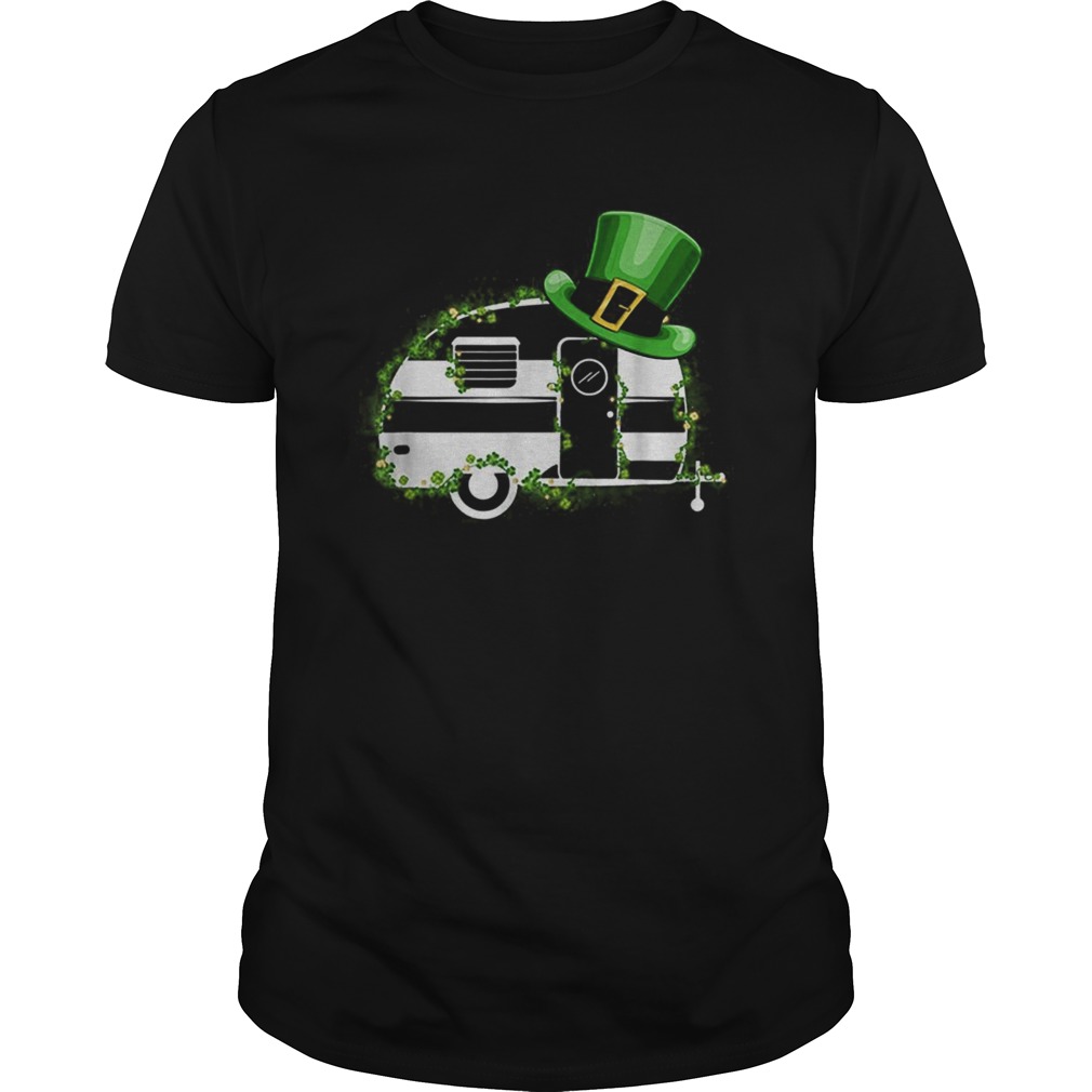 Camping Van Leprechaun Hat Shamrocks Camper St Patricks Day shirt