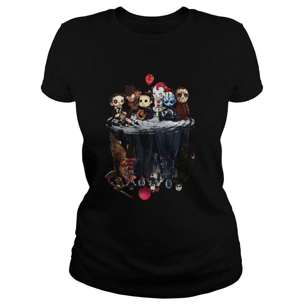 Chibi Horror characters water reflections Classic Ladies