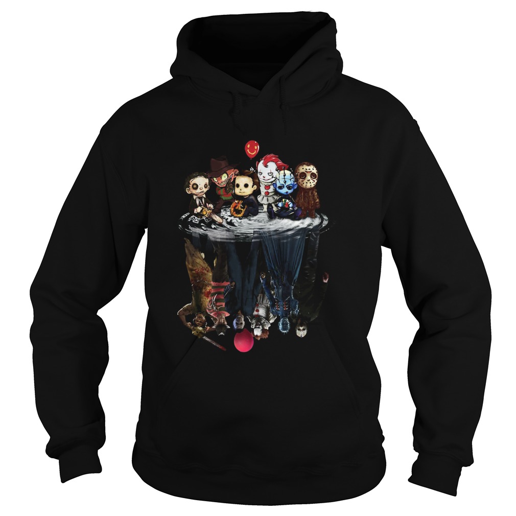 Chibi Horror characters water reflections Hoodie